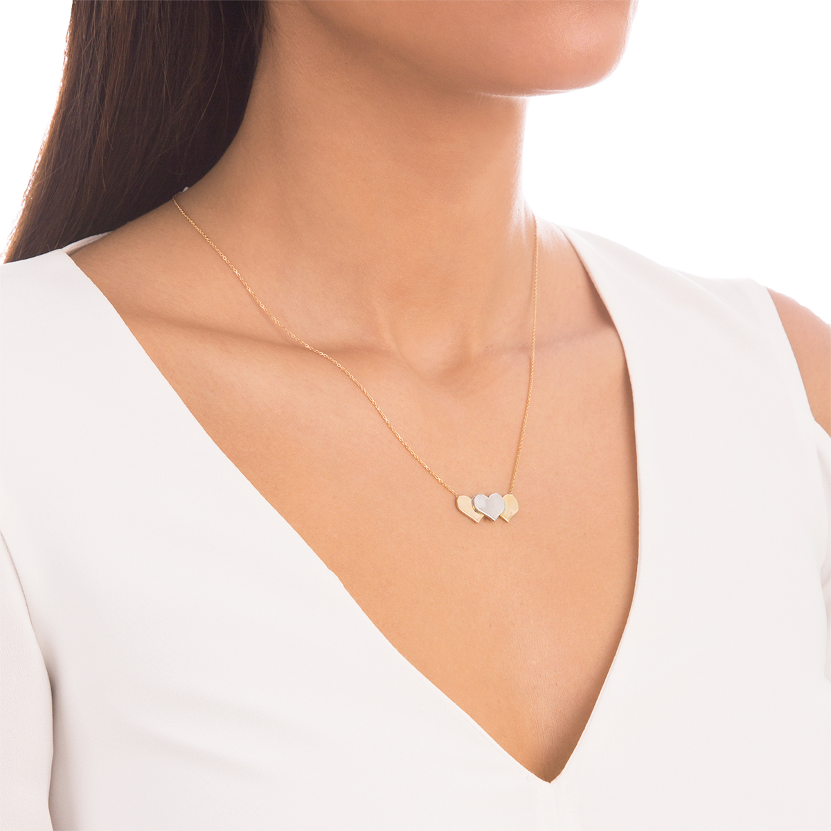 گردنبند طلا سه قلب - تصویر 2