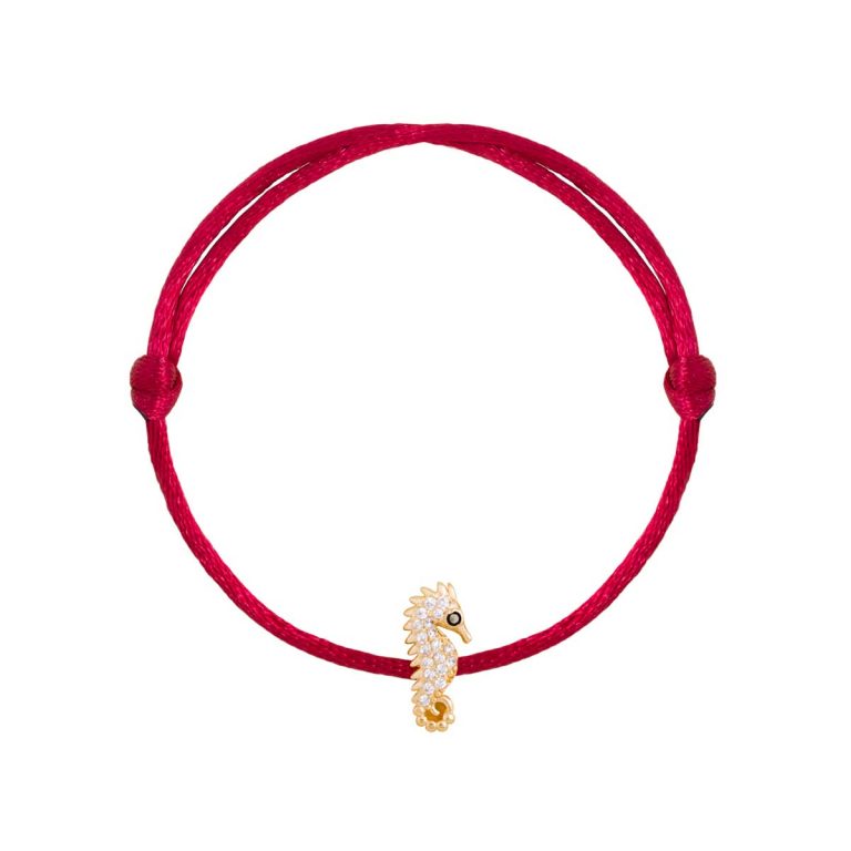 پرسته پابند طلا اسب دریایی نگین دار