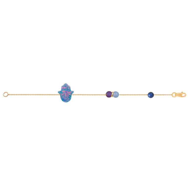 پابند طلا دست آبی Hamsa