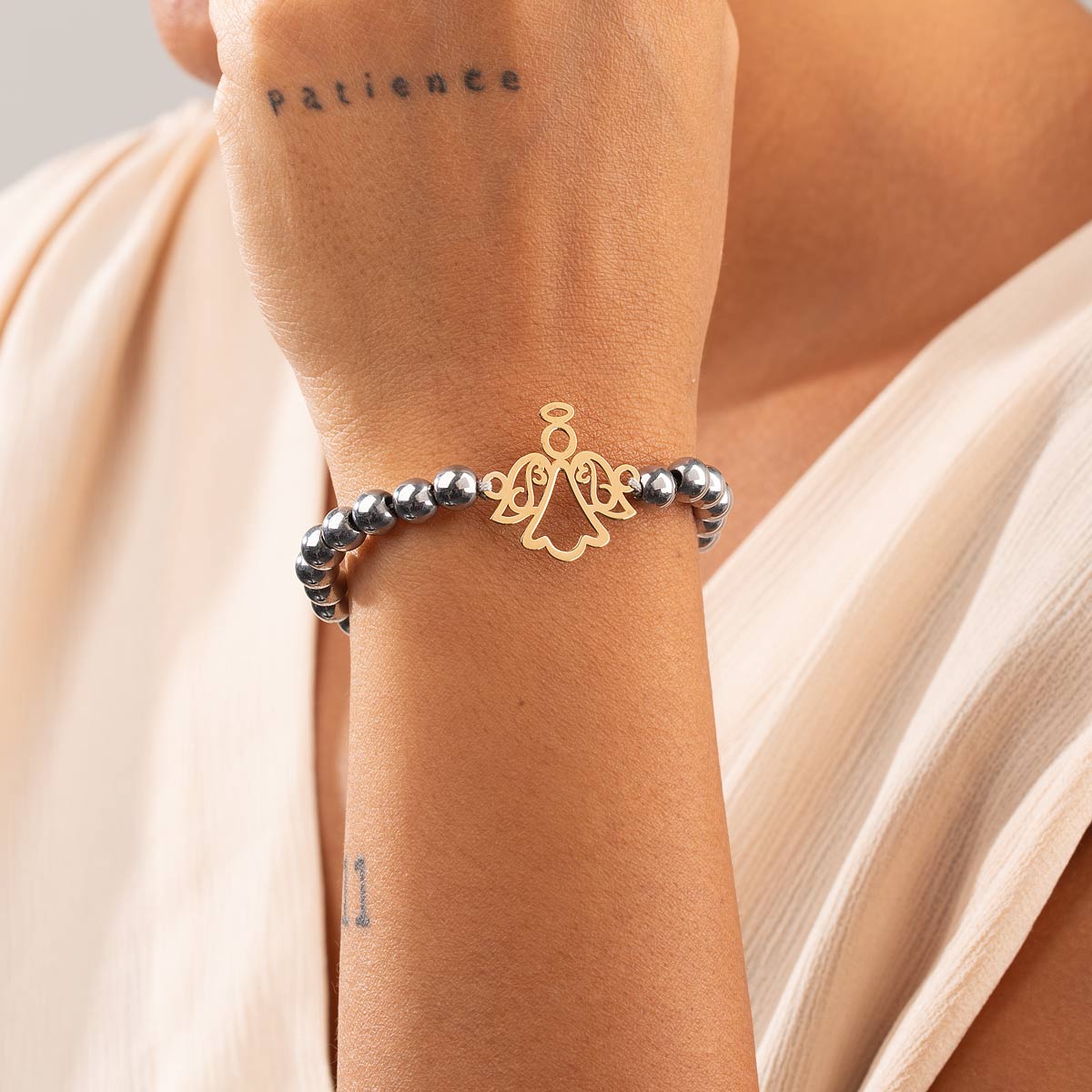 دستبند طلا سنگی فرشته تو خالی