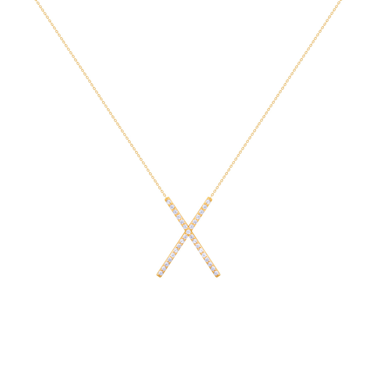 گردنبند طلا ضربدر نگین دار |parasteh