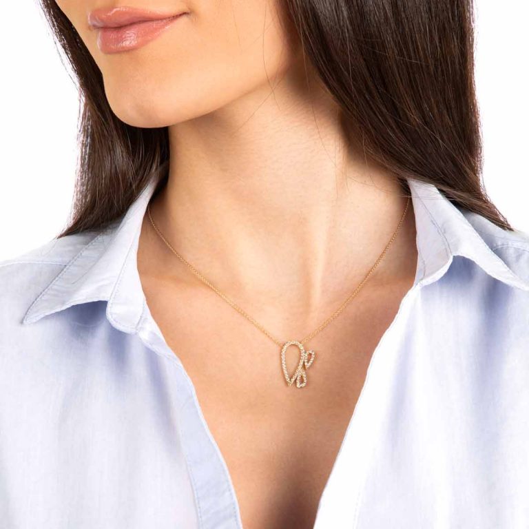 گردنبند طلا اشک نگین دار - تصویر 2