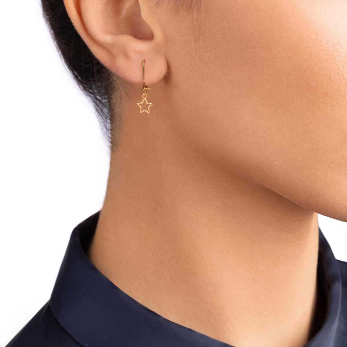 گوشواره طلا تک لنگه ای ستاره تو خالی
