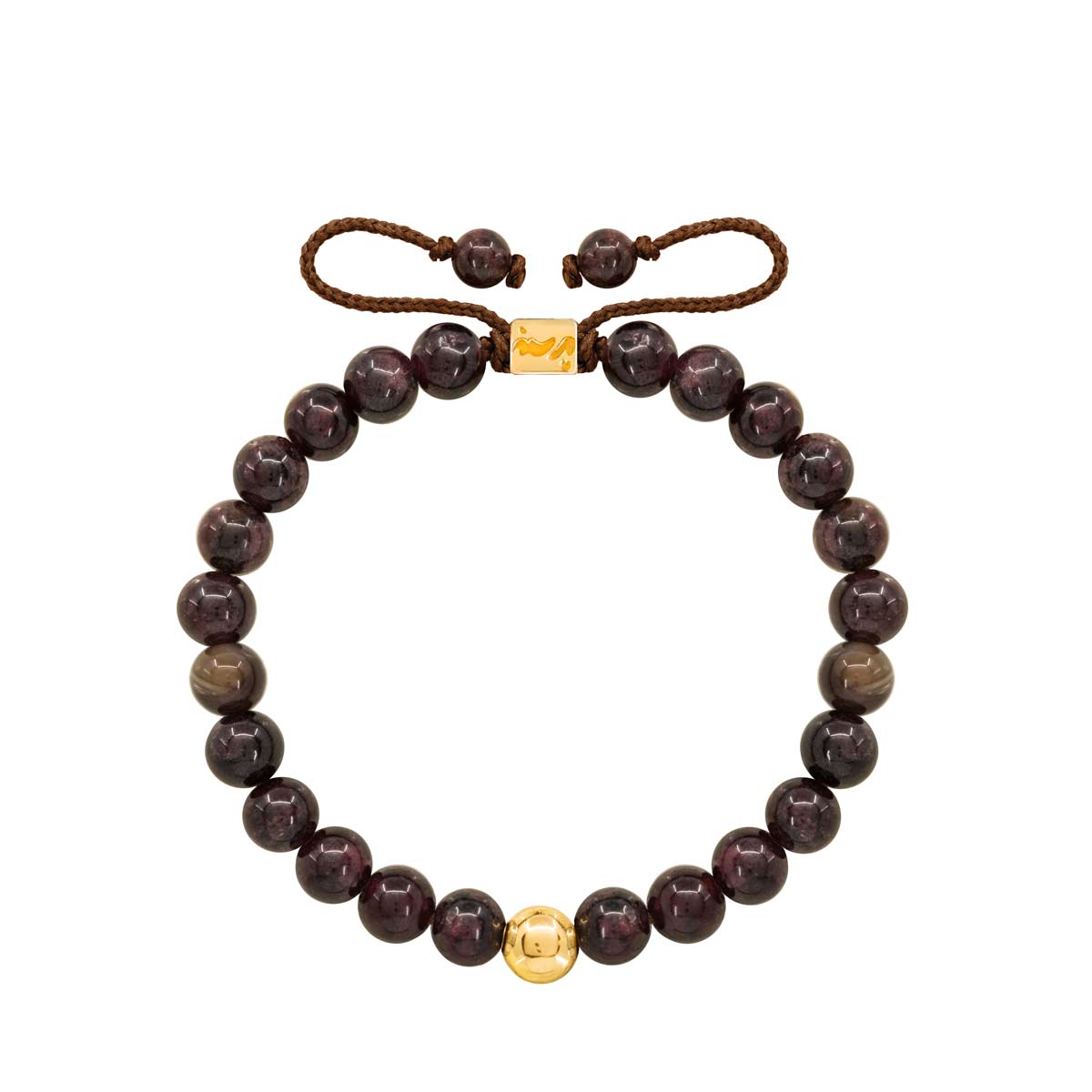 دستبند طلا تک گوی و گارنت پرسته