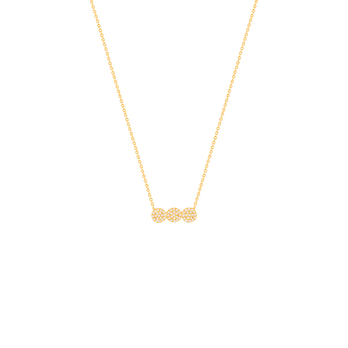 گردنبند طلا سه دایره کوچک نگین دار پرسته