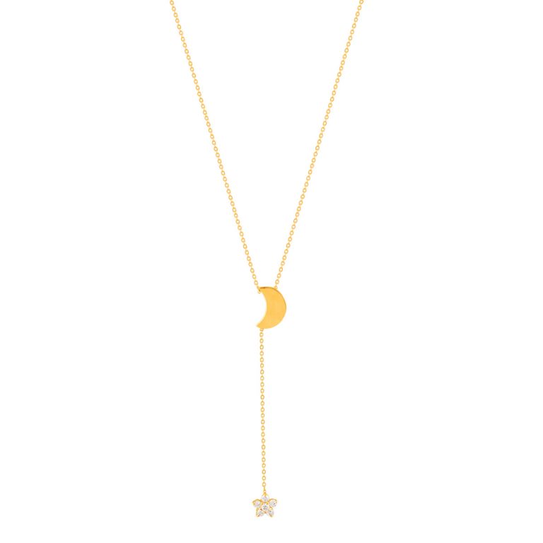 گردنبند طلا لونا و گل نگین دار پرسته