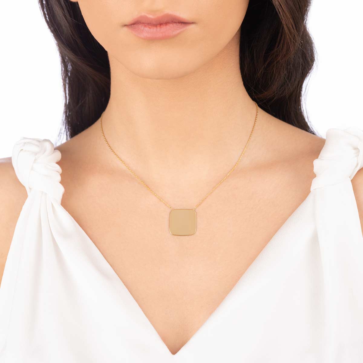 گردنبند طلا حکاکی مربع بزرگ - تصویر 2