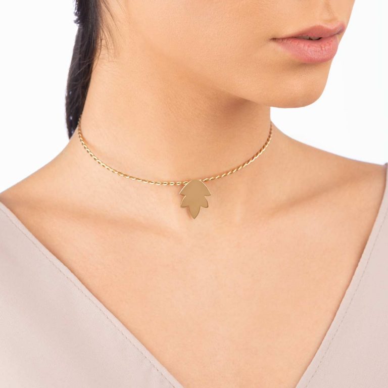 گردنبند طلا چوکر برگ ایشتار