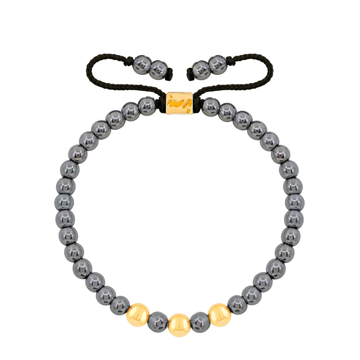 دستبند طلا سنگی سه گوی و حدید تیره - تصویر 3