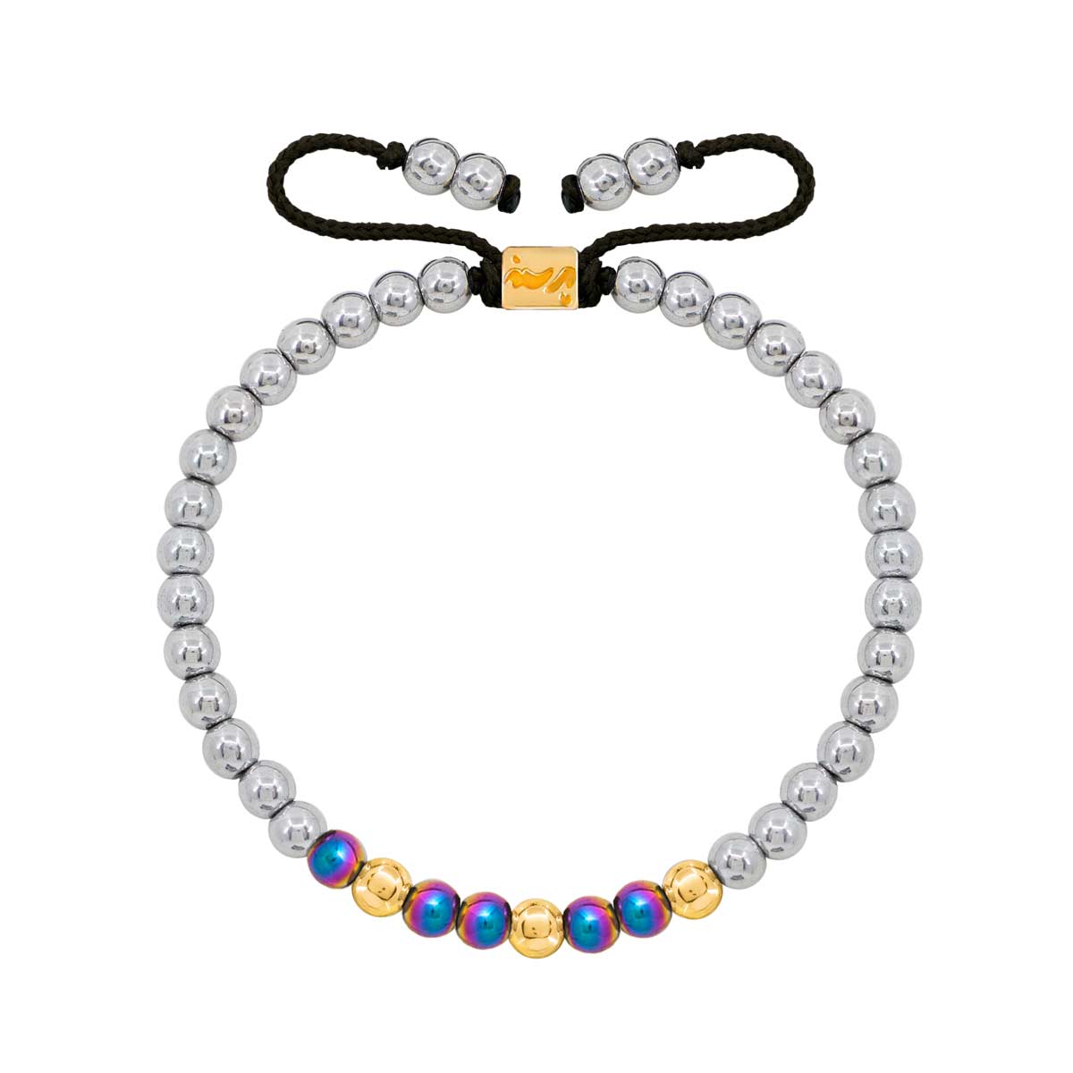 دستبند طلا سنگی سه گوی حدید روشن و رنگی