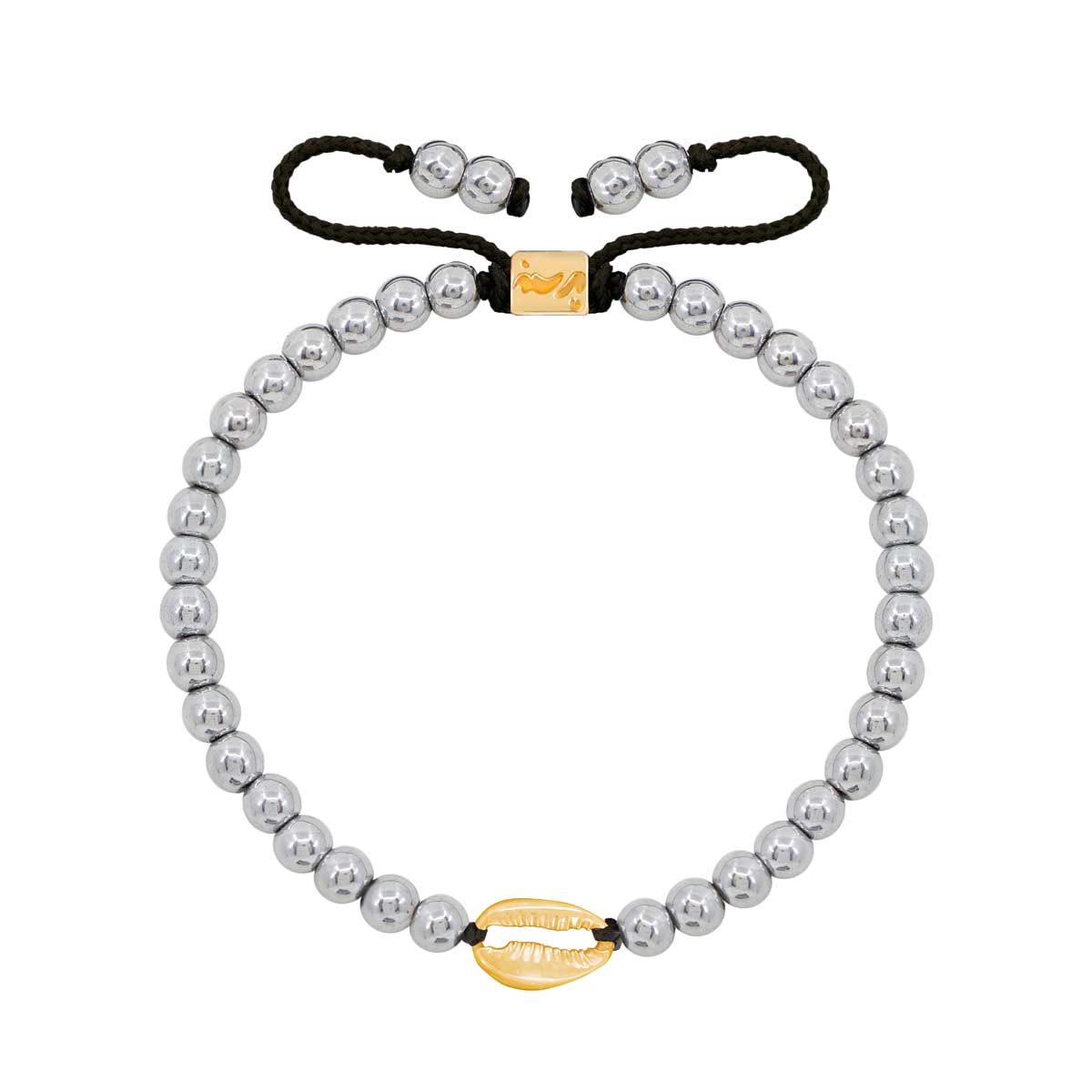 دستبند طلا سنگی صدف و حدید روشن