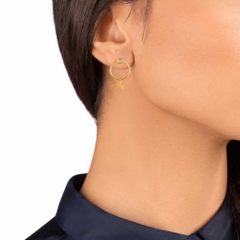 گوشواره طلا تک لنگه ای ستاره و گوی