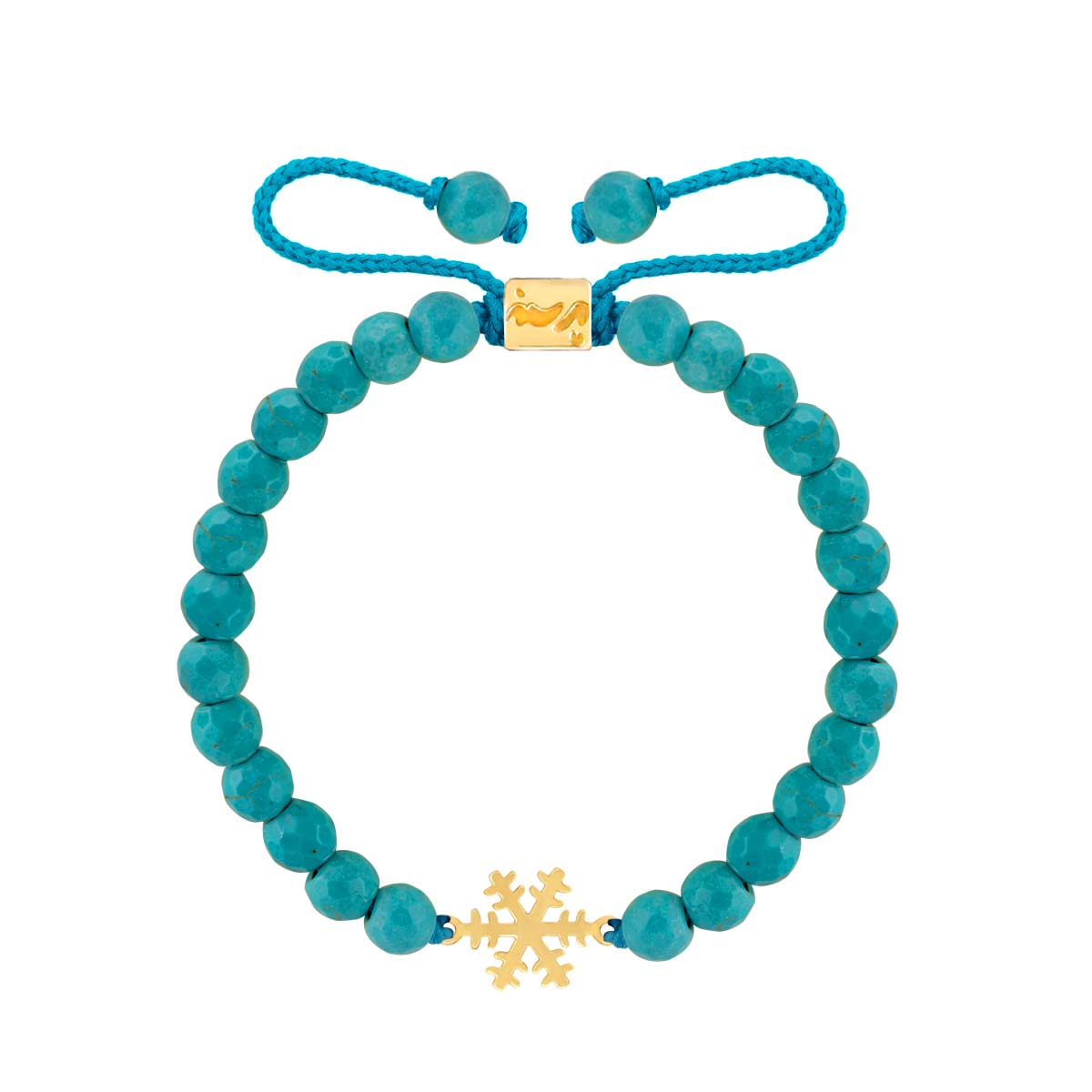 دستبند طلا سنگی دانه برف و فیروزه