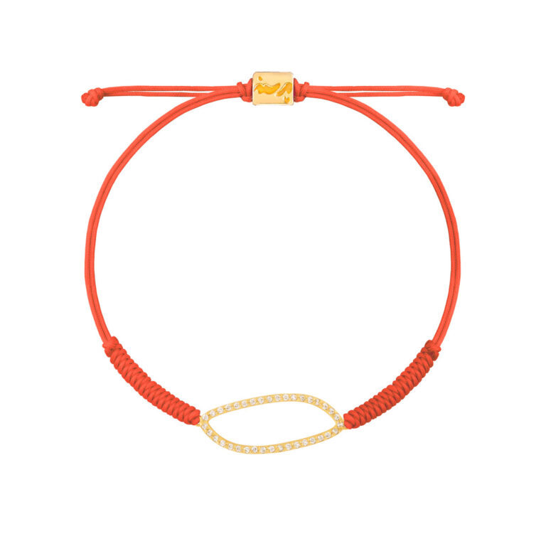 دستبند طلا بافت بیضی نگین دار