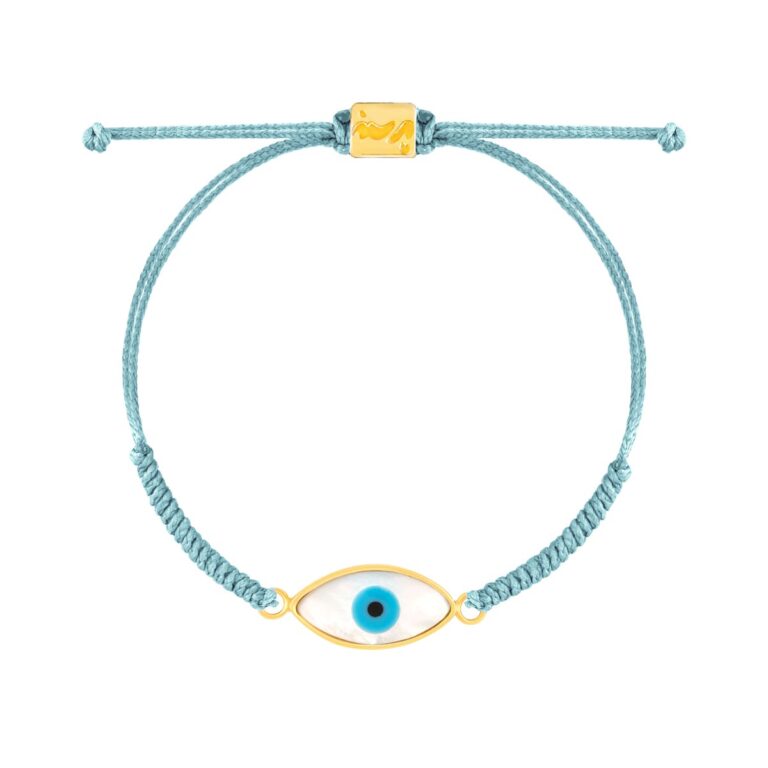 دستبند طلا بافت آبی روشن چشم