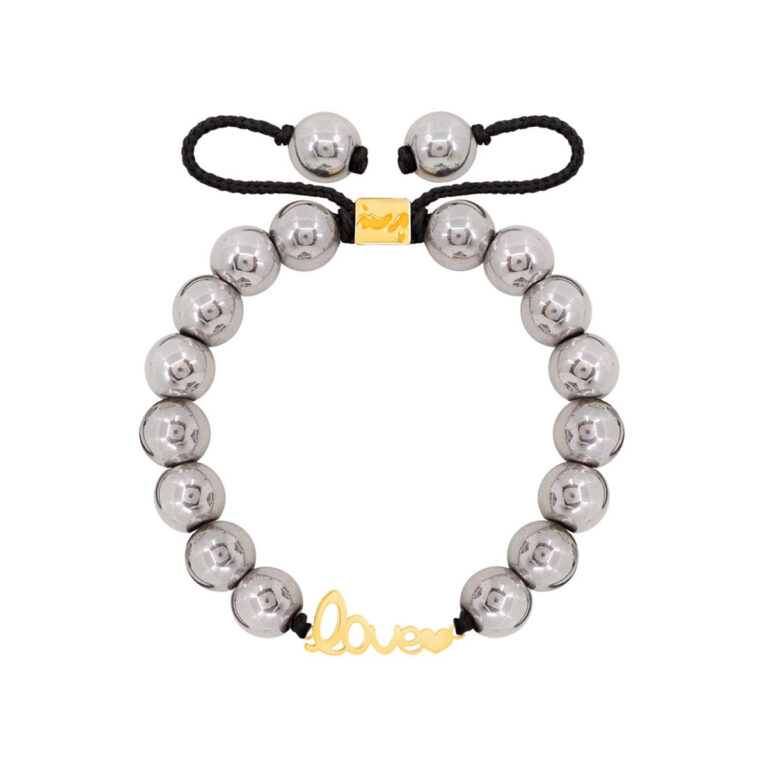 دستبند طلا سنگی LOVE و حدید