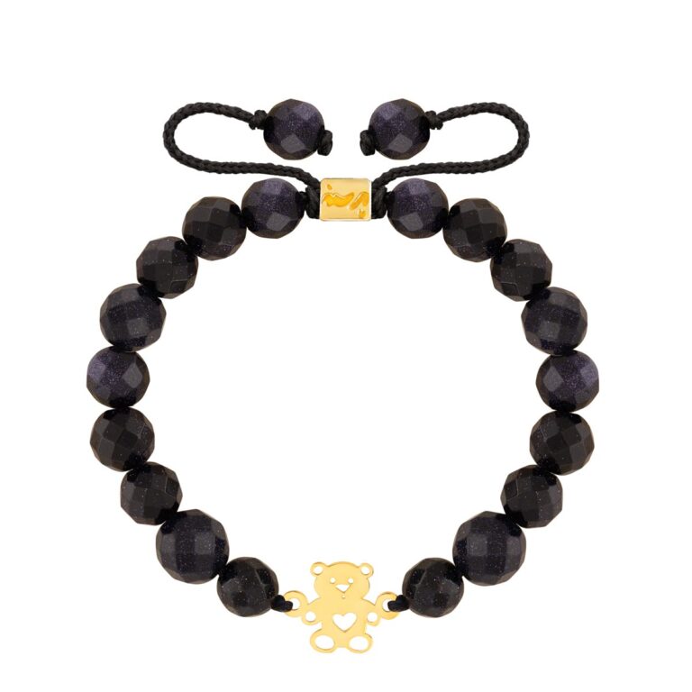 دستبند طلا سنگی خرس و قلب