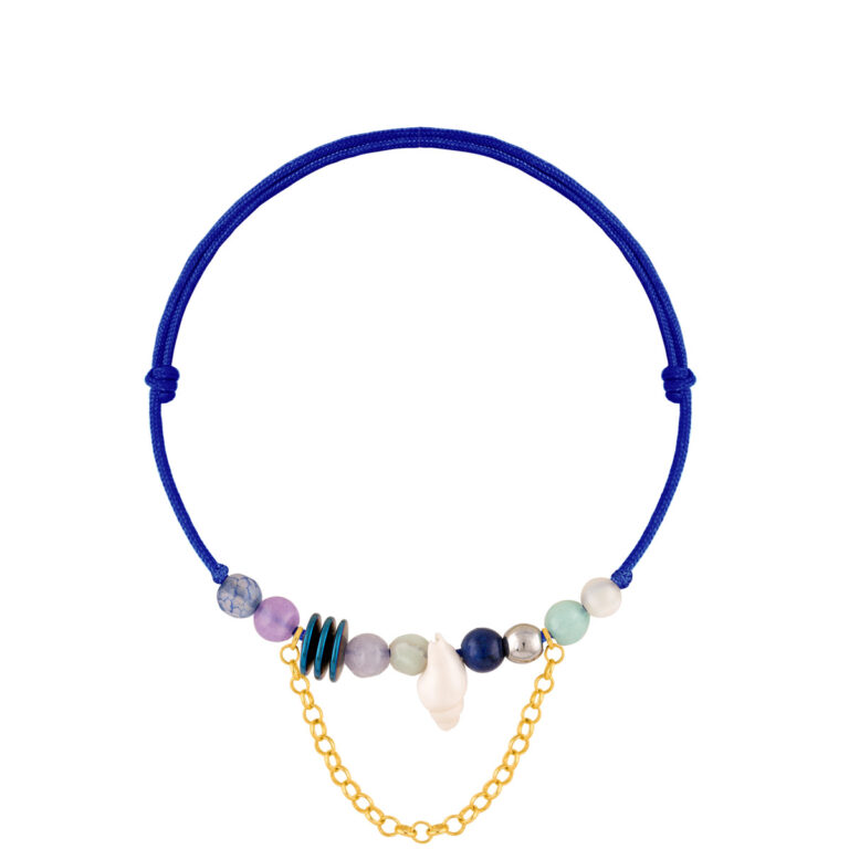 دستبند طلا بافت آبی صدف