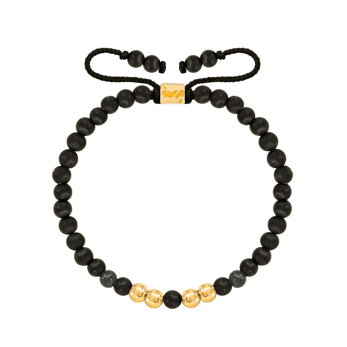 دستبند طلا سنگی چهار گوی و اونیکس