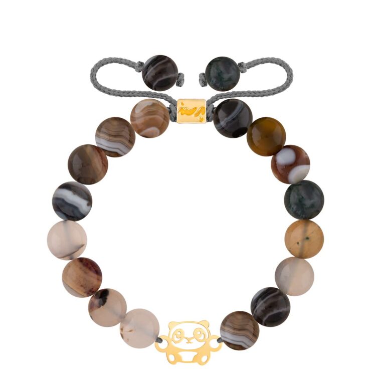 دستبند طلا سنگی پاندا و صدف - تصویر 1