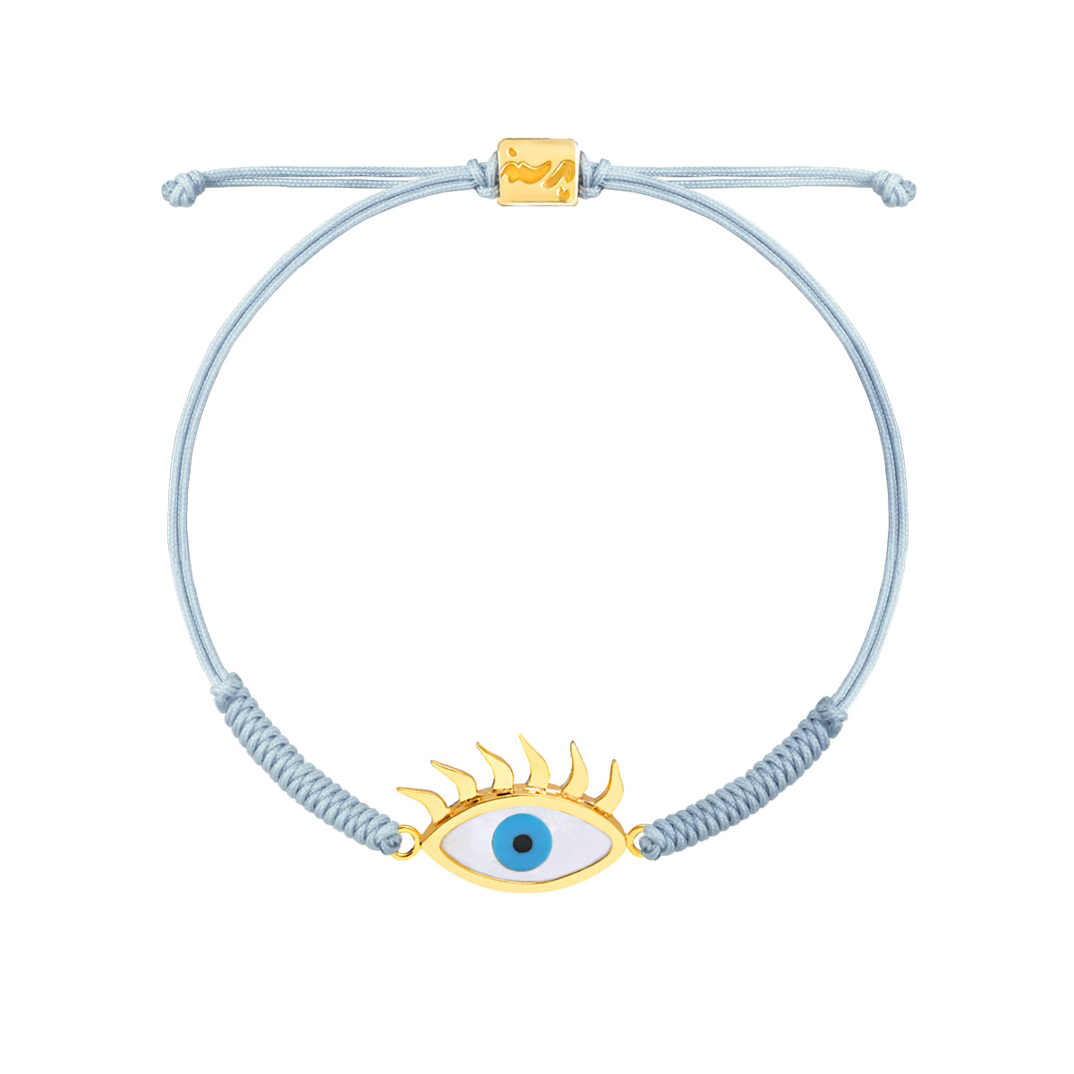 دستبند طلا بافت مکرمه آبی روشن چشم مژه دار