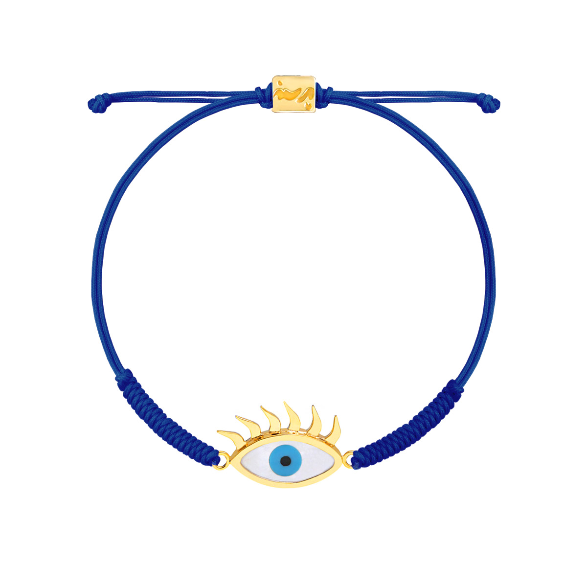 دستبند طلا بافت مکرمه آبی چشم مژه دار