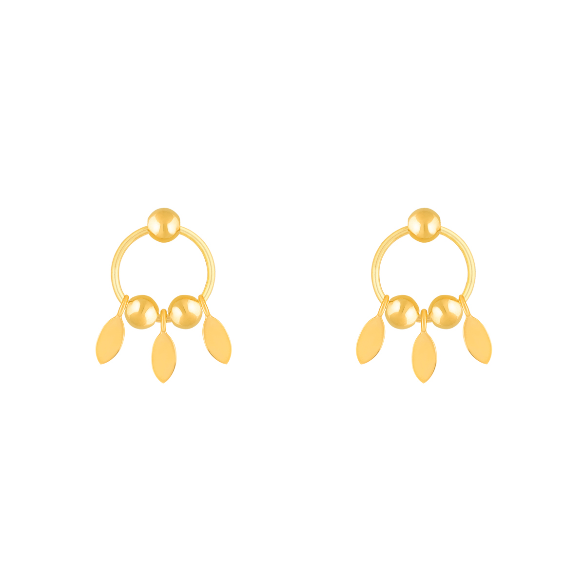 گوشواره طلا سه گوی و سه برگ