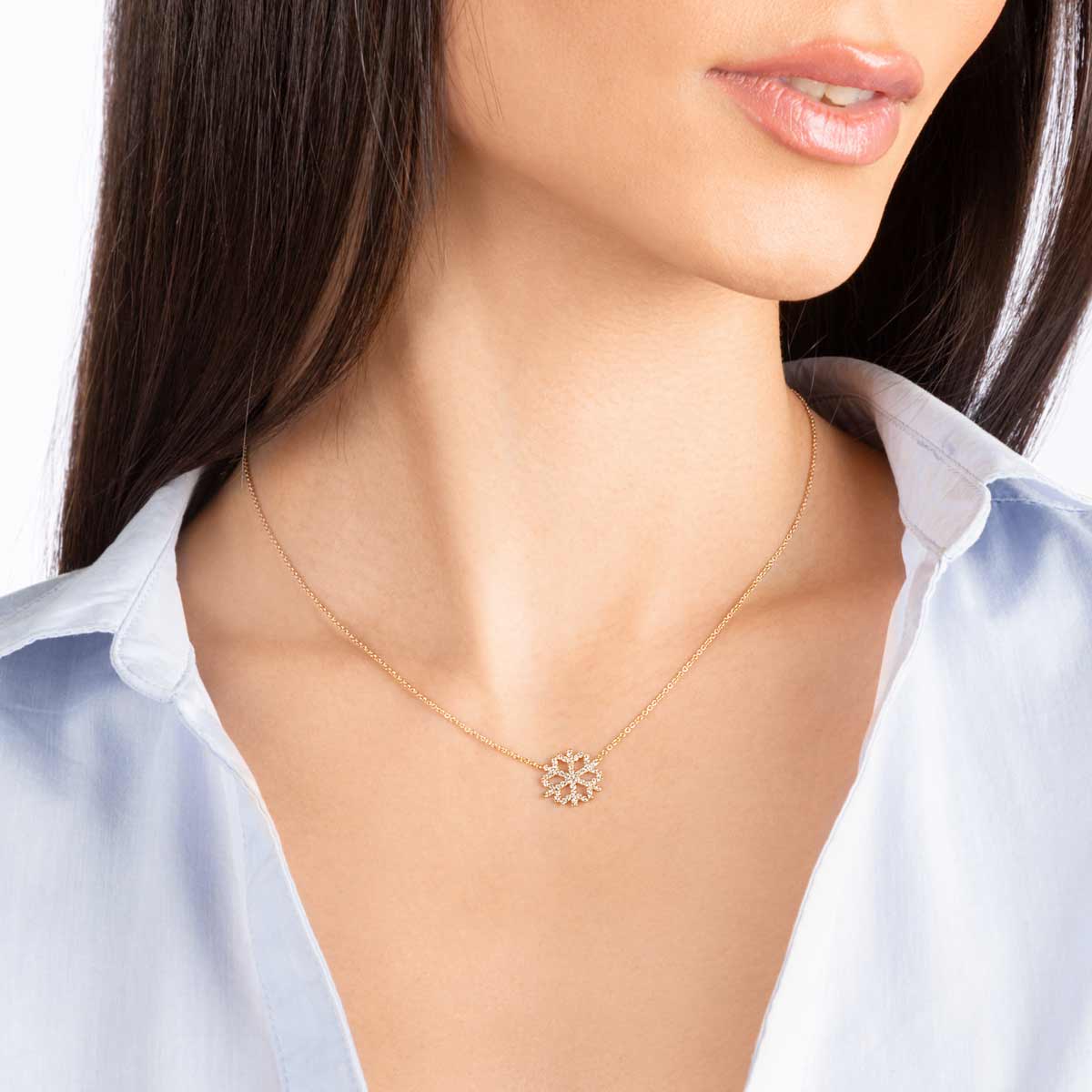 گردنبد طلا دانه برف نگین دار