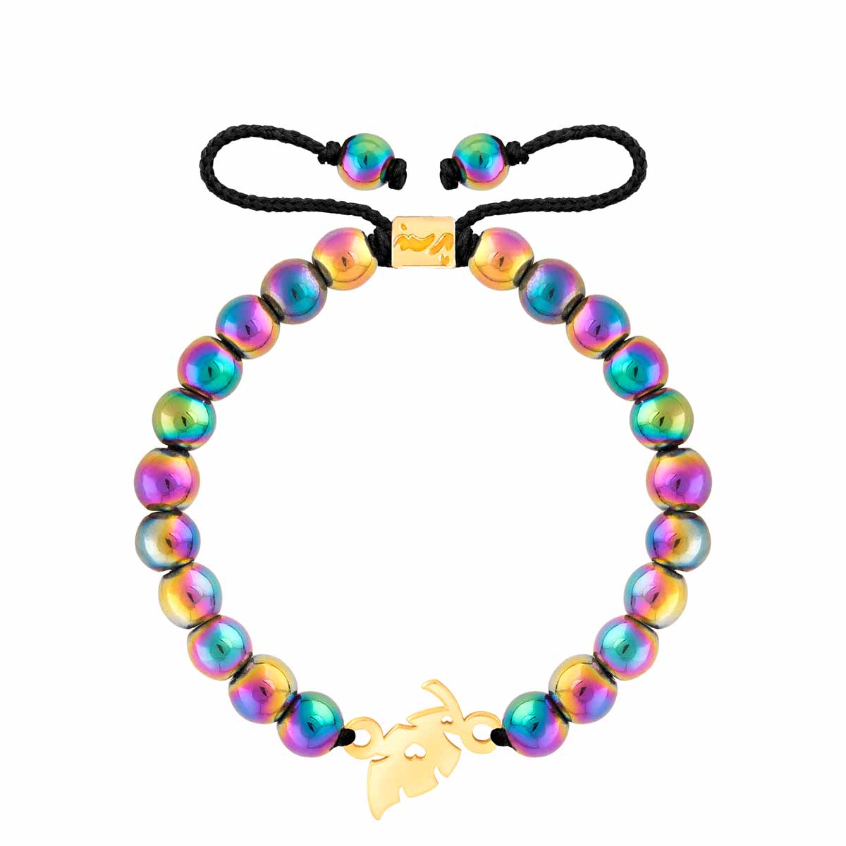 دستبند طلا سنگی برگ موز و حدید رنگی