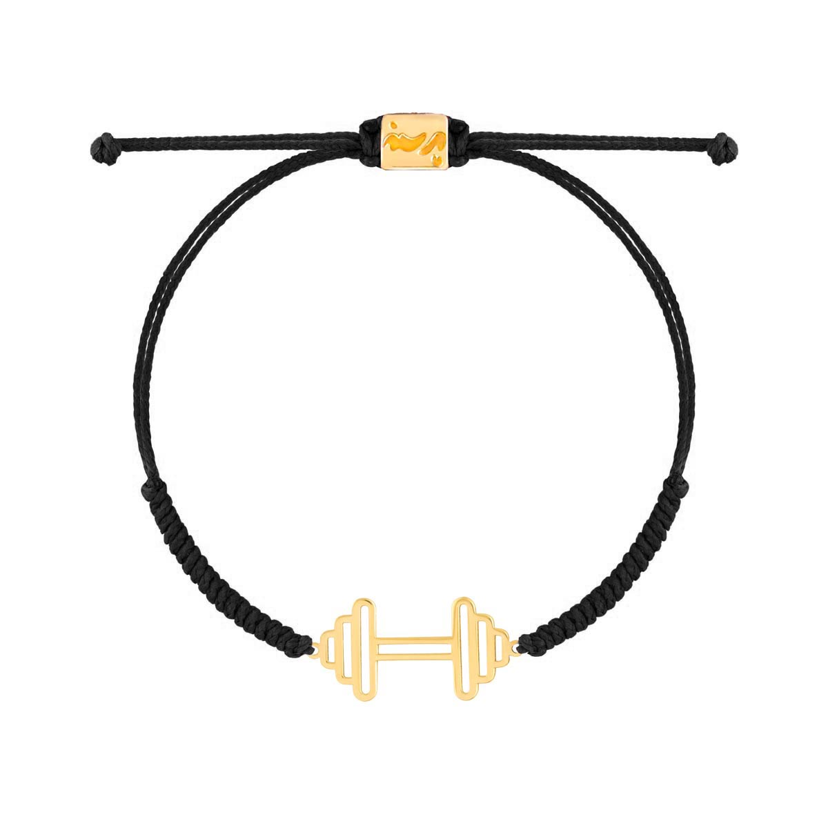 دستبند طلا بافت مشکی دمبل بزرگ