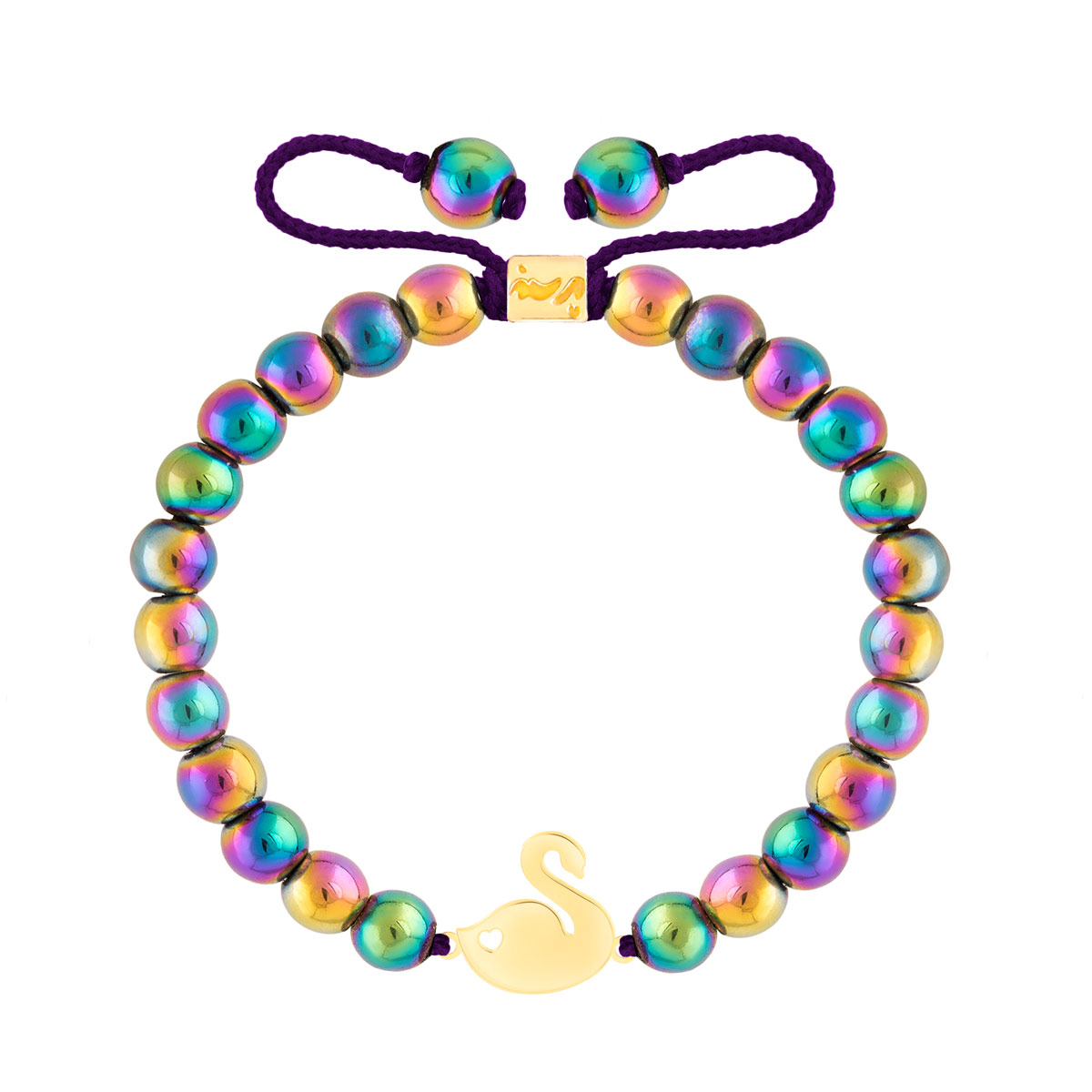 دستبند طلا سنگی قو و قلب