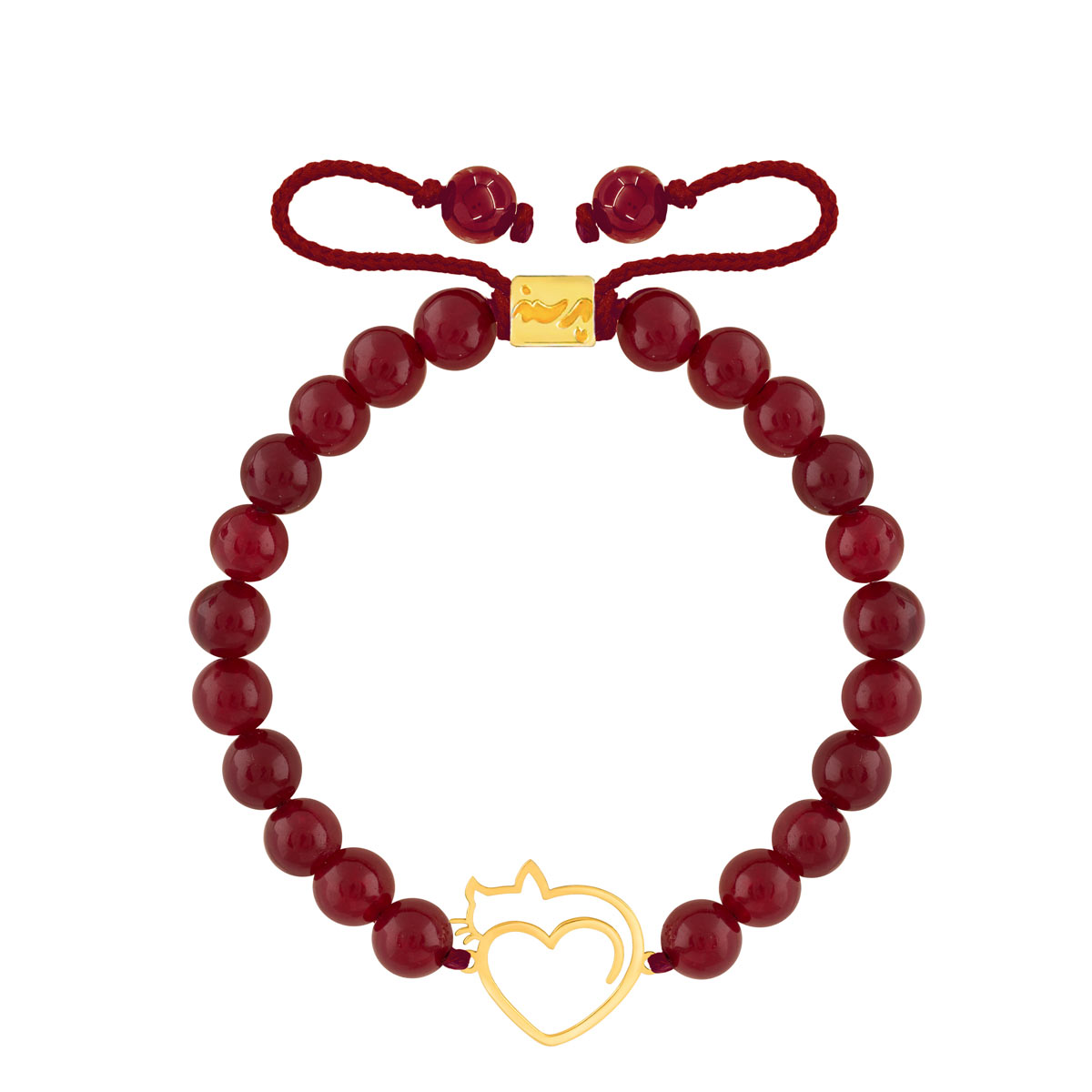 دستبند طلا سنگی گربه و قلب