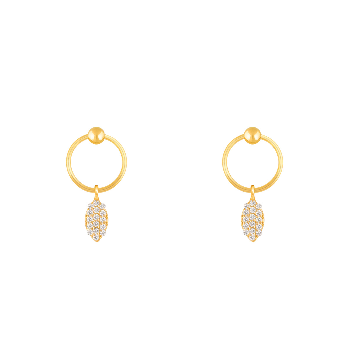 گوشواره طلا چشم نگین دار و گوی