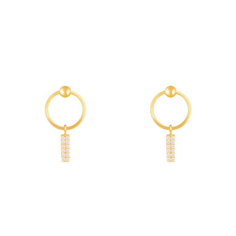 گوشواره طلا خط نگین دار و گوی