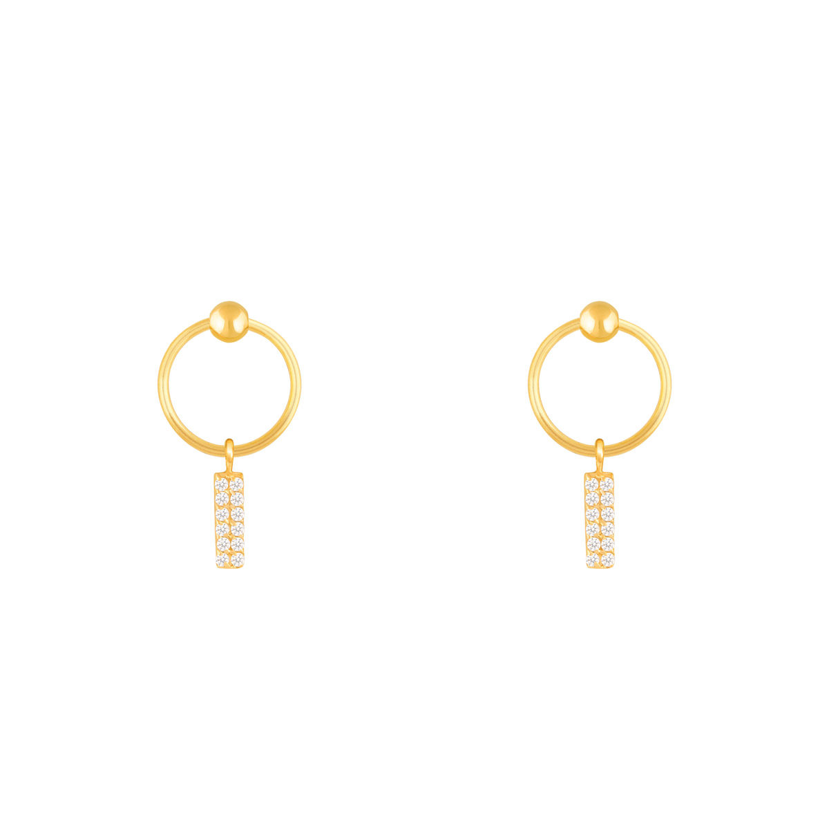 گوشواره طلا خط نگین دار و گوی