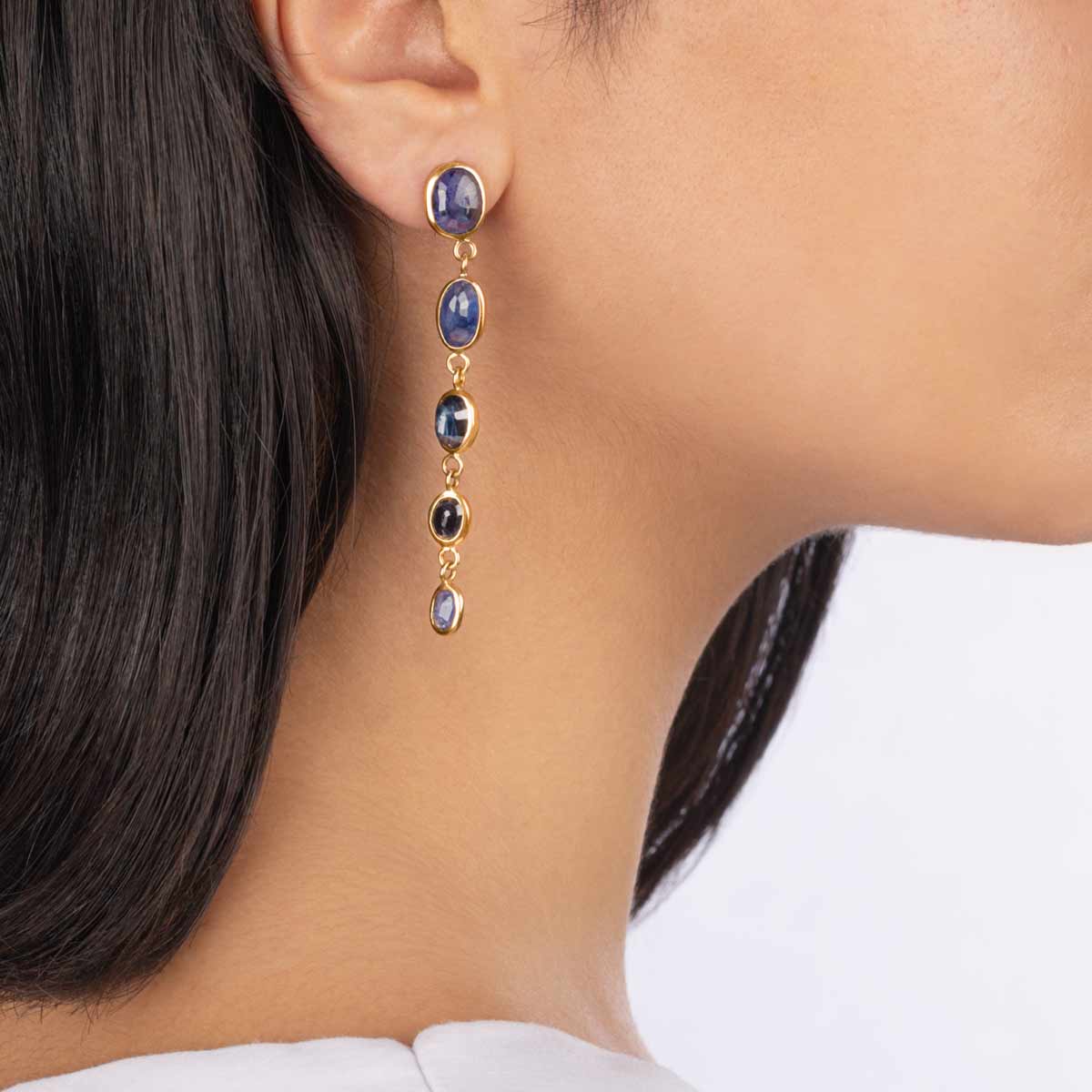 گوشواره طلا جید آبی