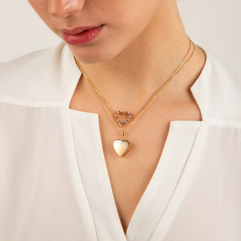 آویز طلا قلب قاب عکسی