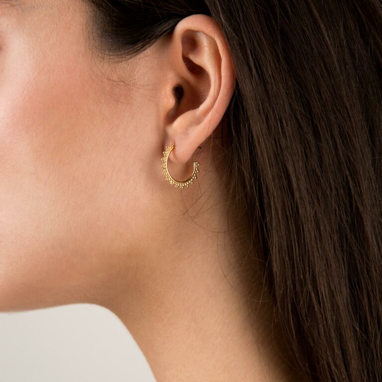 گوشواره طلا نیم دایره توپی