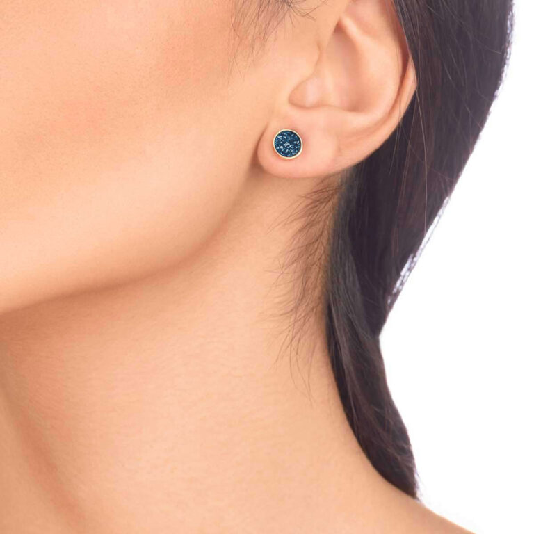 گوشواره طلا کوارتز آبی بزرگ