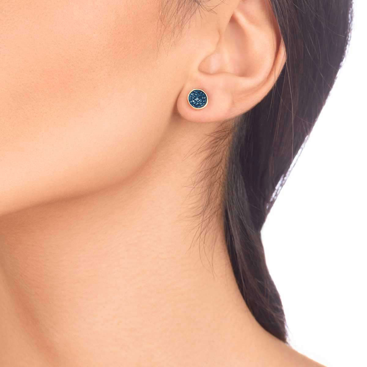 گوشواره طلا کوارتز آبی بزرگ