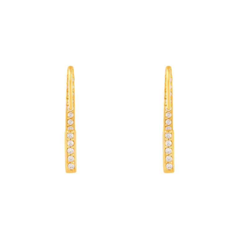 گوشواره طلا مستطیل نگین دار توخالی