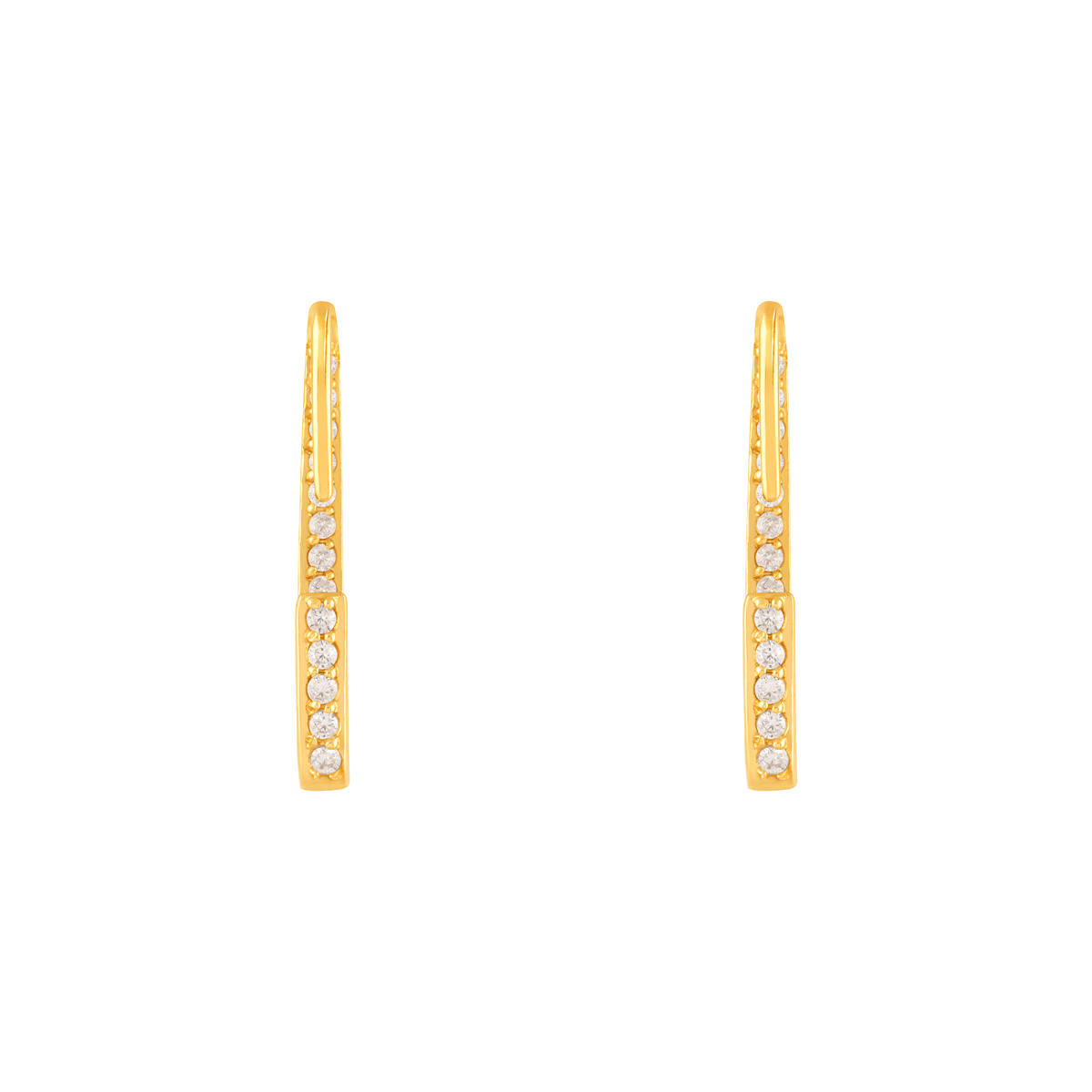 گوشواره طلا مستطیل نگین دار توخالی