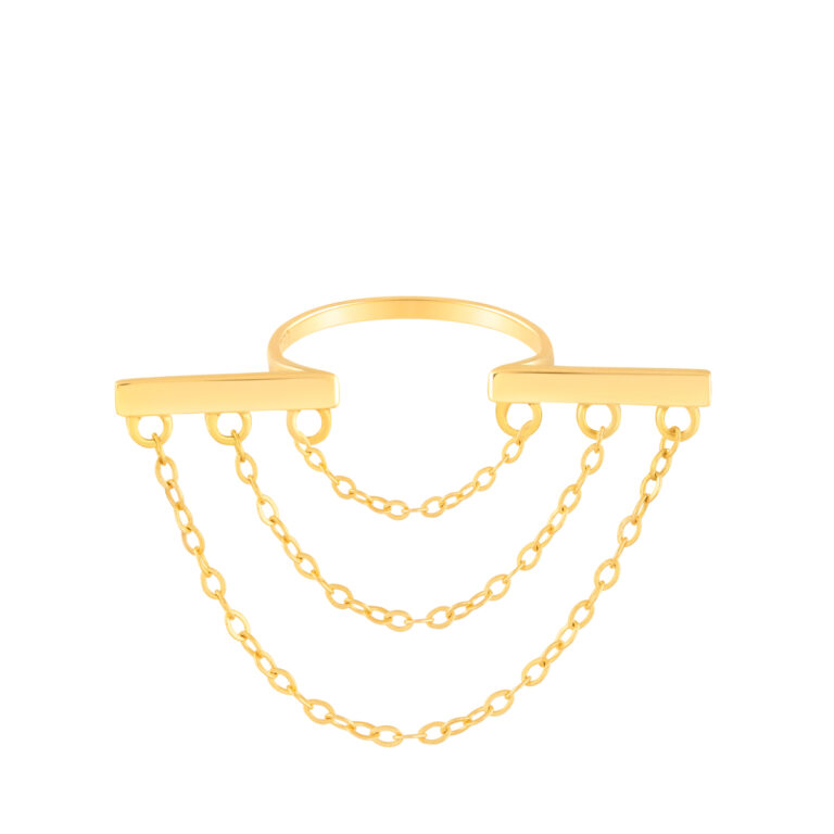 انگشتر طلا مستطیل و زنجیر