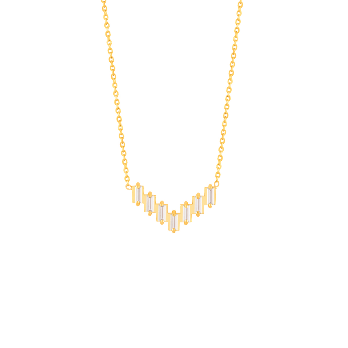 WN589 گردنبند طلا نگین باگت ( V )