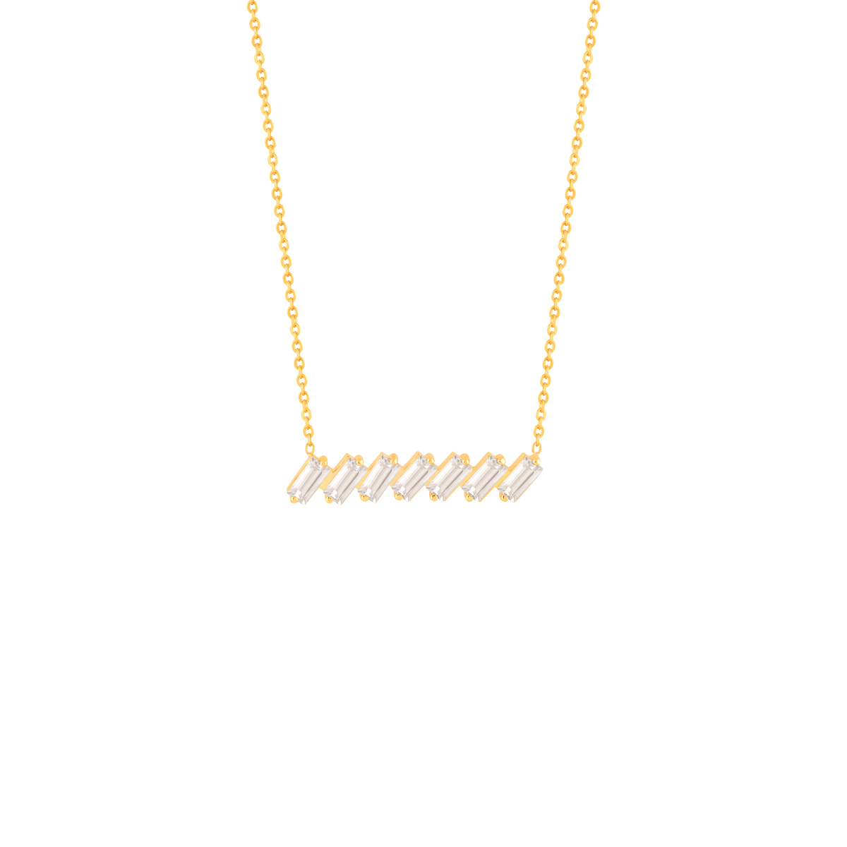 WN590 گردنبند طلا نگین باگت