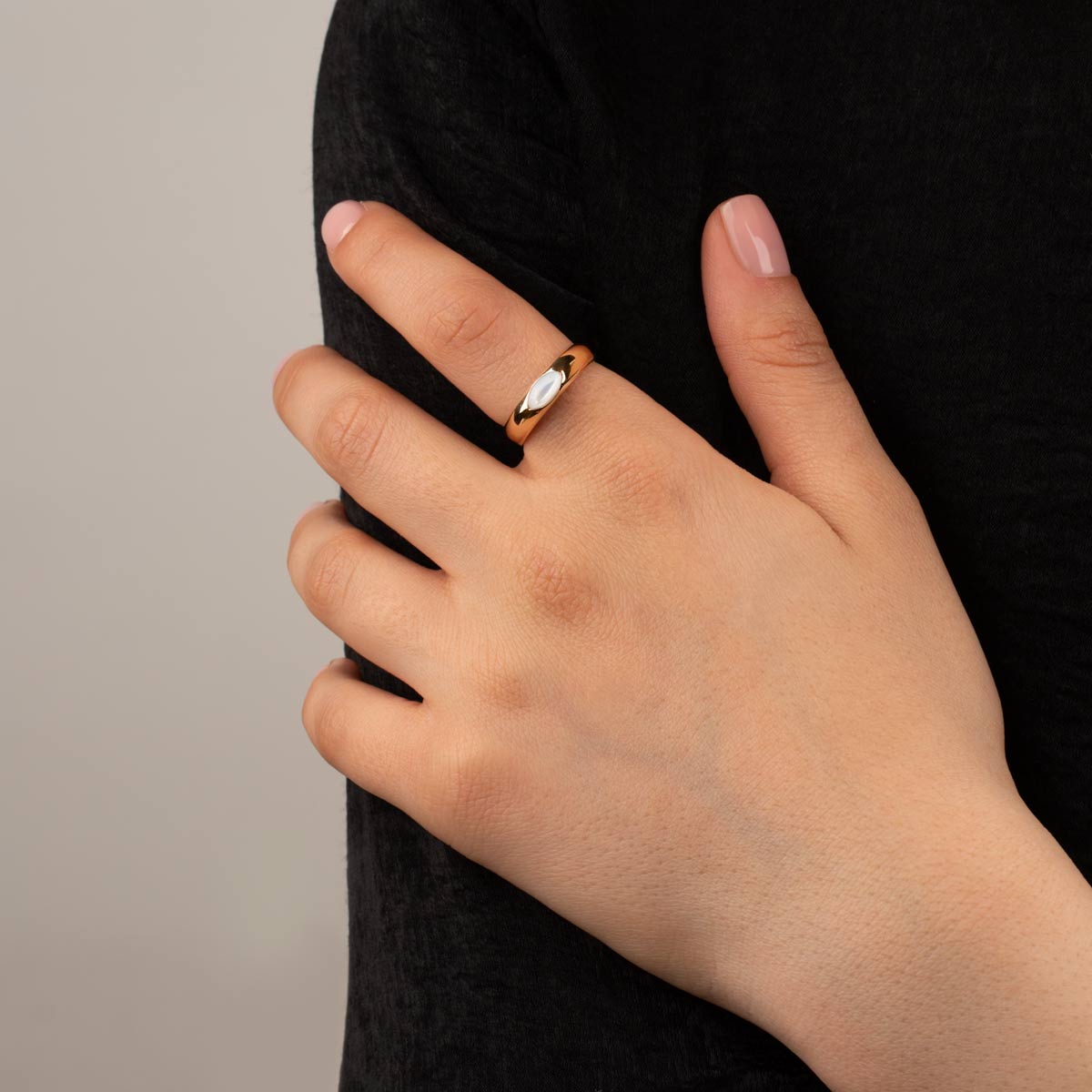 انگشتر طلا دامله صدف مارکیز