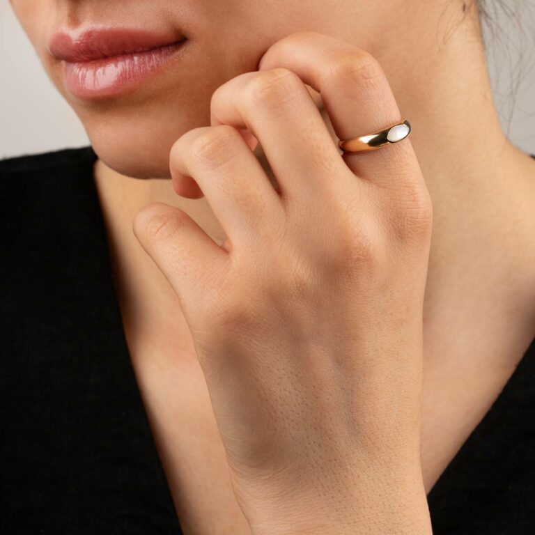 انگشتر طلا دامله صدف مارکیز