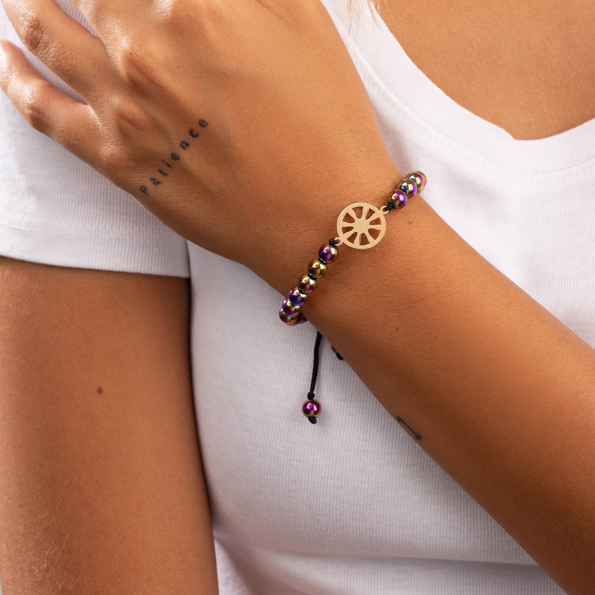 دستبند طلا شمس و حدید رنگی