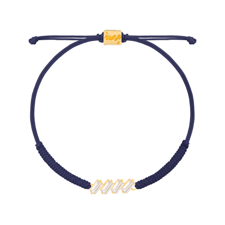 دستبند طلا بافت آبی نگین باگت