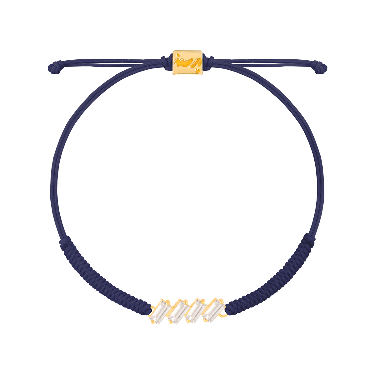 دستبند طلا بافت آبی نگین باگت